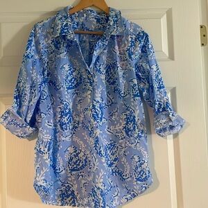 Pretty blue print cotton shirt